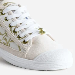 Tennis LE TEMPS DES CERISES beige broderies or