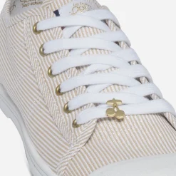 Tennis LE TEMPS DES CERISES beige rayée blanc et argent