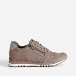 Tennis MARCO TOZZI taupe suédée perforée