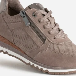 Tennis MARCO TOZZI taupe suédée perforée