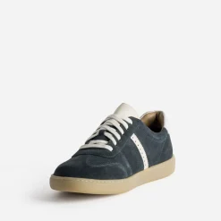 Tennis marine cuir velours