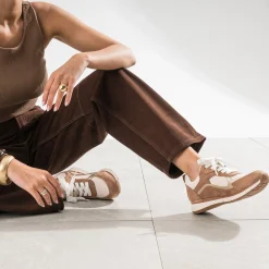 Tennis marron, beige et doré semelle amovible