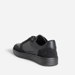 Tennis noire cuir bi-matière