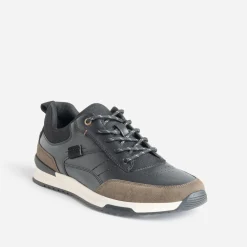 Tennis noire et kaki mix matières