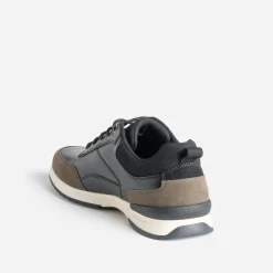 Tennis noire et kaki mix matières