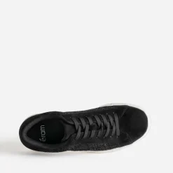 Tennis noire textile motif carreaux pailletés