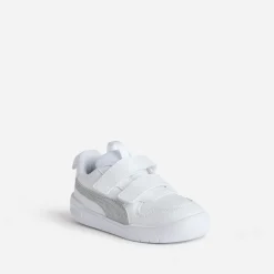 Tennis PUMA blanche et argentée à scratchs