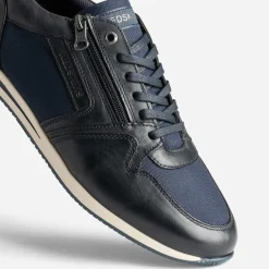 Tennis REDSKINS bleu marine en cuir et toile