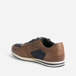 Tennis REDSKINS marron et marine en cuir et toile