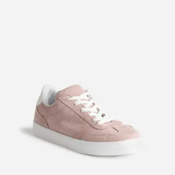 Tennis rose cuir velours