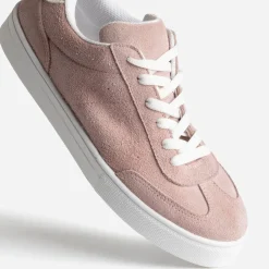 Tennis rose cuir velours