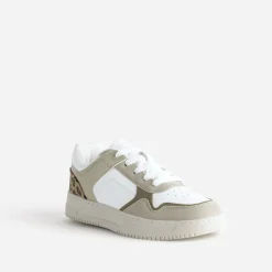 Tennis TEXTO blanche, beige, effet léopard