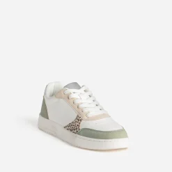 Tennis TEXTO blanche, beige et verte