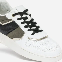 Tennis TEXTO blanche, kaki, noire et dorée