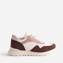 Tennis TEXTO bordeaux, écru et rose