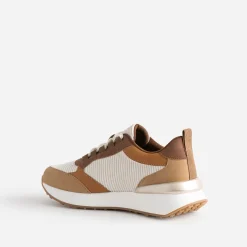 Tennis TEXTO marron, camel et écru à détails côtelés
