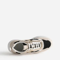 Tennis TEXTO noire, beige, blanche et dorée