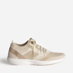 Tennis-chaussette beige et doré tricotée éco-conçue