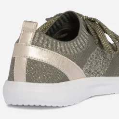 Tennis-chaussette kaki et or tricotée