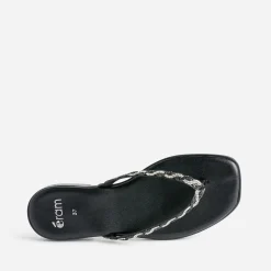 Tong TEXTO noire à brides strassées