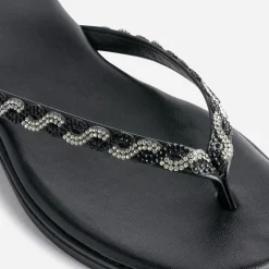 Tong TEXTO noire à brides strassées