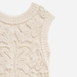 Top TEXTO beige façon crochet