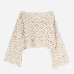 Top TEXTO écru en macramé