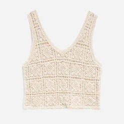 T-shirt sans manches écru TEXTO