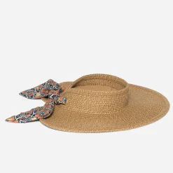 Visière TEXTO beige en papier avec ruban imprimé