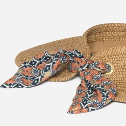 Visière TEXTO beige en papier avec ruban imprimé